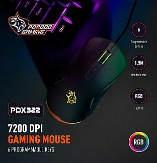 موس Porodo PDX322 7200DPI Gaming Mouse